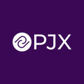 White PJX logo on a solid dark purple background.